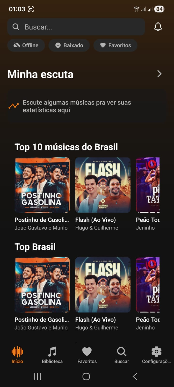 Tela inicial do Power Music